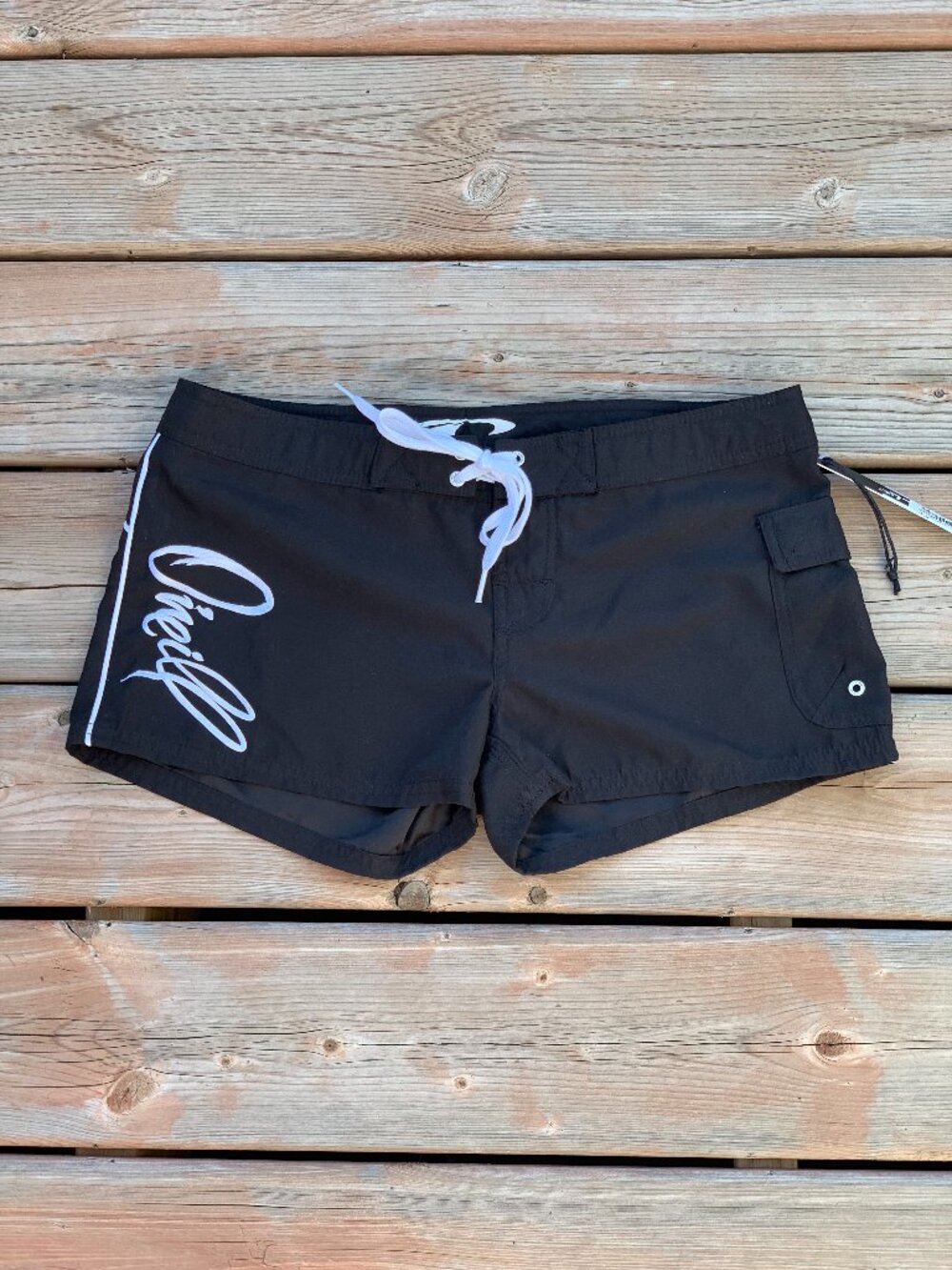 Oneill Board Shorts Women Junior 5 Black White Size Y2K Low Rise Surf Swim Beach